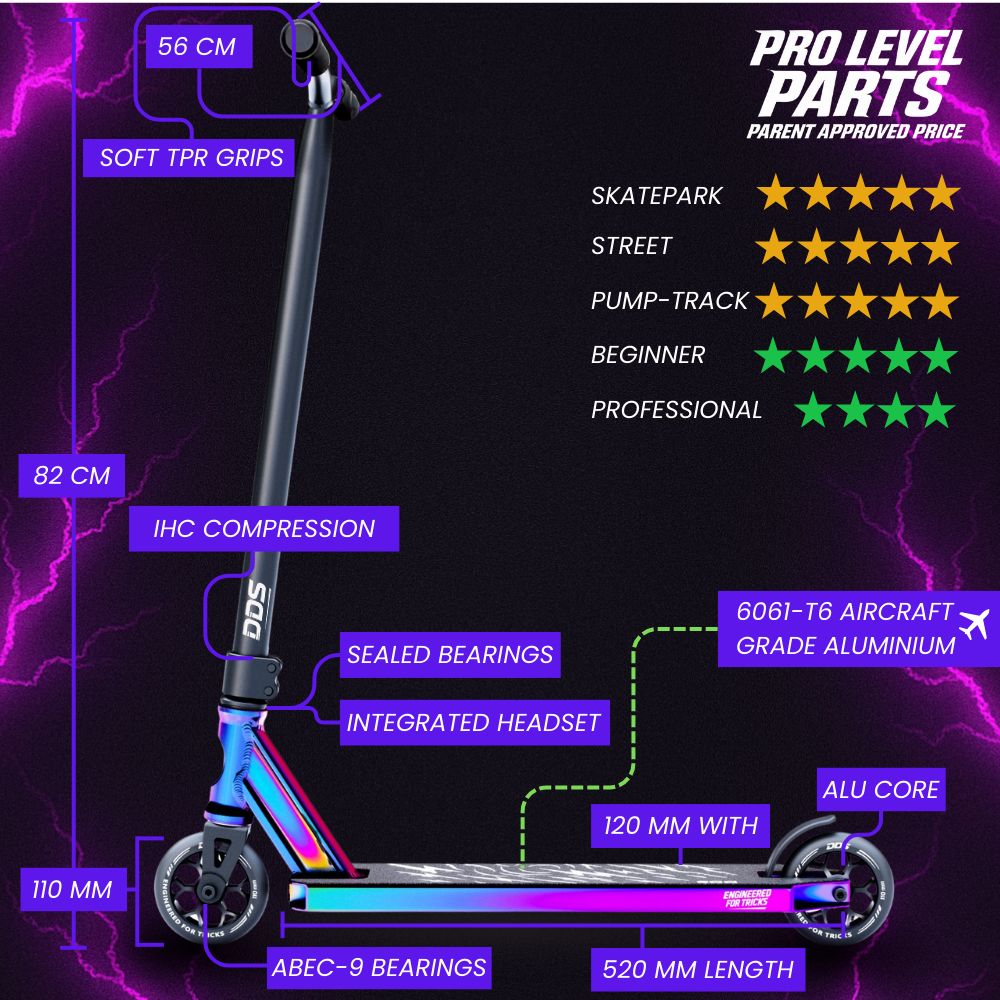 DDS Stunt Scooter Neochrome Black 82cm / 84cm